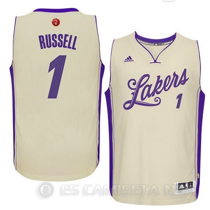 Camiseta Russell Christmas #1 Los Angeles Lakers Blanco - Haga un click en la imagen para cerrar